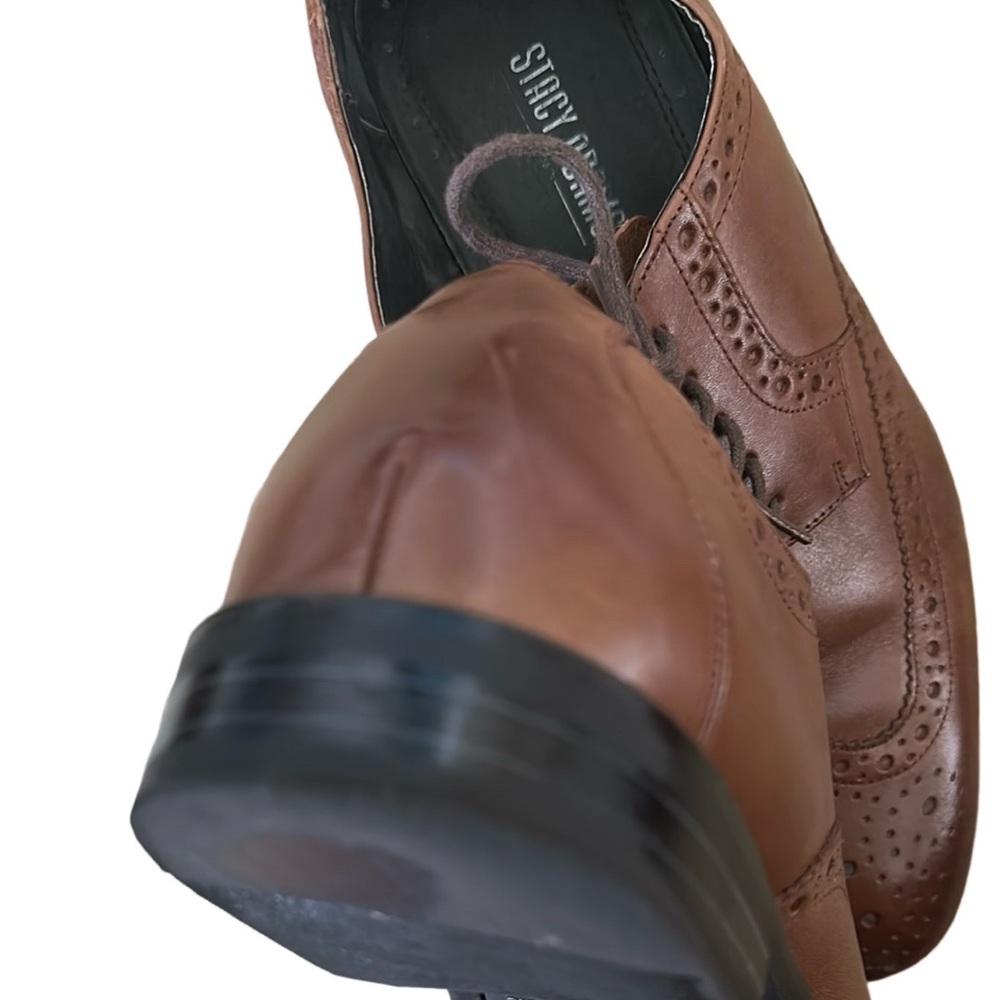 Stacy Adams Shoes Mens 9.5W Cognac Garrison Wingtip Oxfords 24916-221 Brown - Picture 10 of 13